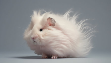 Fluffy young rabbit sitting, looking at camera generated by artificial intelligenceの素材