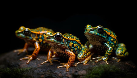 Poison arrow frog sitting, looking cute outdoors generated by artificial intelligenceの素材