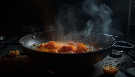 Healthy meal cooked on gourmet stove top generated by artificial intelligenceの素材