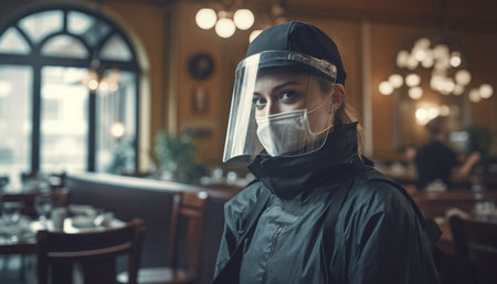 Real people working in protective workwear indoors generated by artificial intelligenceの素材