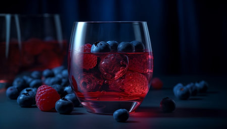 Raspberry wine cocktail, fresh and organic summer celebration generated by artificial intelligenceの素材