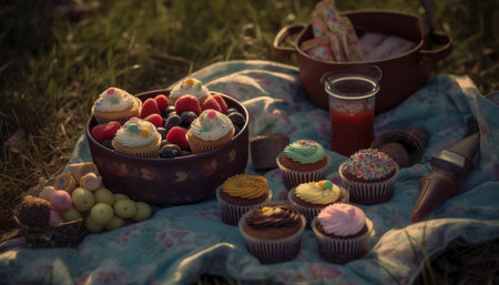 Sweet autumn snack basket, homemade indulgence fun generated by artificial intelligenceの素材