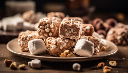 Indulgent homemade dessert plate with gourmet variations generated by artificial intelligenceの素材