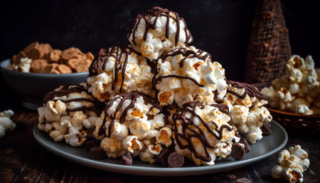 Indulgent homemade dessert: chocolate fudge ball stack generated by artificial intelligenceの素材