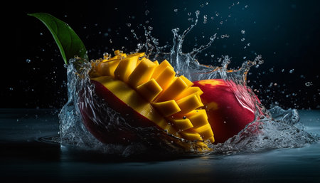 Splashing water, wet and refreshing, fuels extreme sports and competition generated by artificial intelligenceの素材