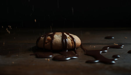 Freshly baked homemade cookies on a rustic wooden table generated by artificial intelligenceの素材