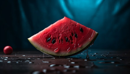 Refreshing watermelon slice, a juicy and healthy summer snack generated by artificial intelligenceの素材