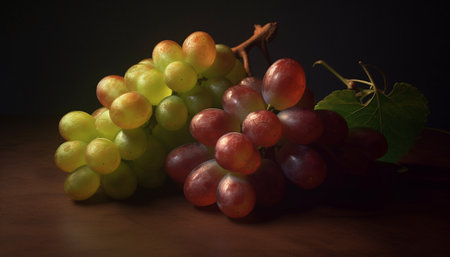 Freshness of nature bounty: ripe grape, juicy, healthy snack generated by artificial intelligenceの素材