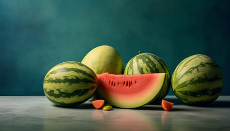 Freshness and sweetness of melon, a healthy summer snack generated by artificial intelligenceの素材