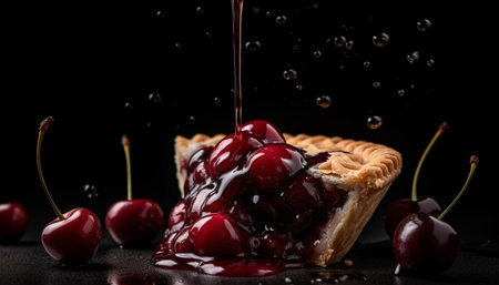 Freshness and sweetness on a plate, nature indulgence in a slice generated by artificial intelligenceの素材