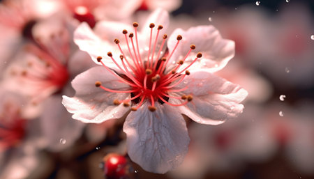 Flower blossom, beauty in nature, vibrant colors, cherry blossom, Japanese culture generated by artificial intelligenceの素材