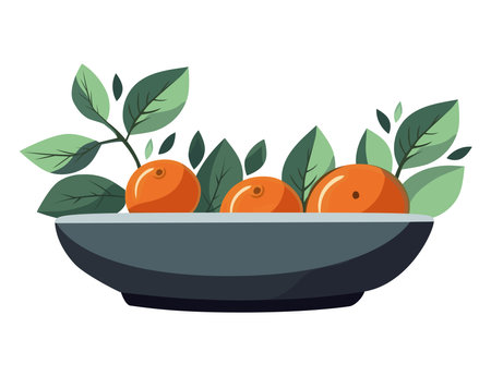 oranges design with leavesのイラスト素材