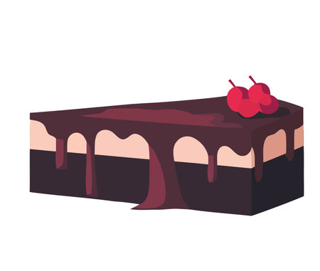 Sweet pie slice with chocolate and strawberryのイラスト素材