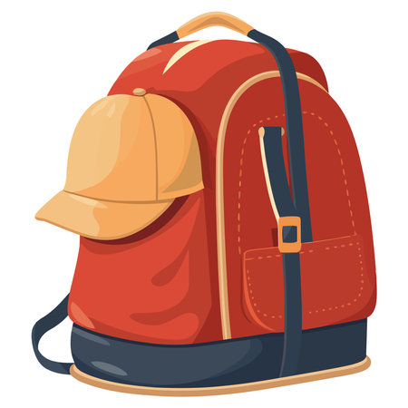 Backpack and cap for travelのイラスト素材