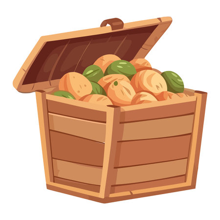 Fresh potatoes vegetables in wooden basketのイラスト素材