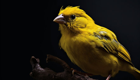 Cute finch perching on branch, singing in natural beauty generated by artificial intelligenceの素材