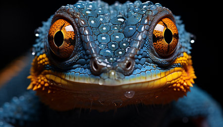A cute gecko, indoors, looking at camera, with orange markings generated by artificial intelligenceの素材