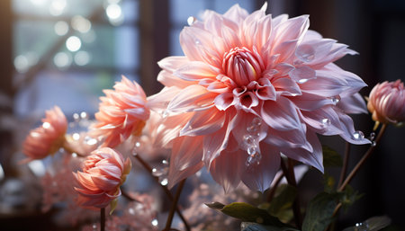 Vibrant flower blossoms in a formal garden, showcasing nature beauty generated by artificial intelligenceの素材