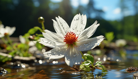 Freshness of summer: a single flower reflects natural beauty generated by artificial intelligenceの素材