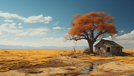 Arid climate, remote mountain, tranquil scene, yellow heat, solitude generated by artificial intelligenceの素材