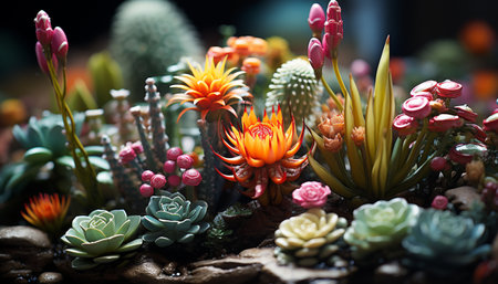 A beautiful bouquet of multi colored flowers brings freshness to nature generated by artificial intelligenceの素材