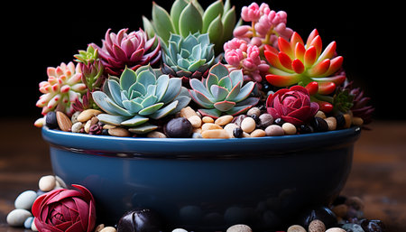 Freshness and beauty in nature: a single flower in a vase generated by artificial intelligenceの素材