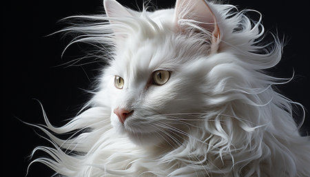 Cute kitten with fluffy fur, looking at camera, playful and curious generated by artificial intelligenceの素材