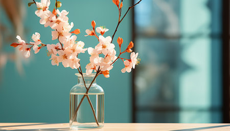 Freshness and beauty in nature a vase of blooming flowers generated by artificial intelligenceの素材