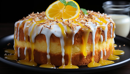 A homemade gourmet dessert sweet, fresh, and indulgent generated by artificial intelligenceの素材