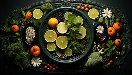 Freshness of nature healthy eating with organic vegetables generated by artificial intelligenceの素材