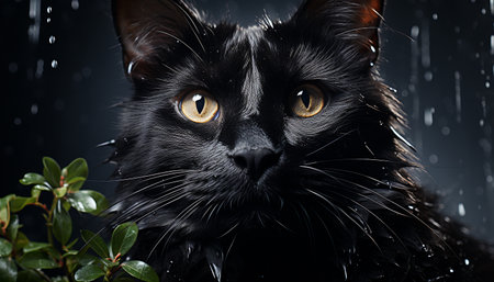 A cute kitten staring at camera, wet from rain generated by artificial intelligenceの素材