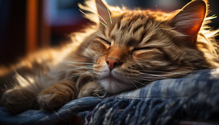 Cute kitten resting, staring, playful, nature beauty in friendship generated by artificial intelligenceの素材