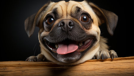 Cute puppy sitting, looking at camera, playful and fun generated by artificial intelligenceの素材