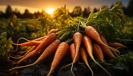 Fresh, organic vegetables harvested from the homegrown garden generated by artificial intelligenceの素材
