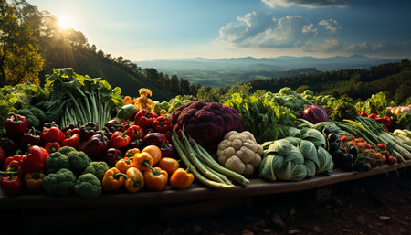 Freshness of nature healthy eating, organic vegetable farm harvest generated by artificial intelligenceの素材
