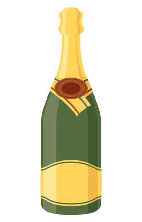 champagne bottle green illustrationのイラスト素材