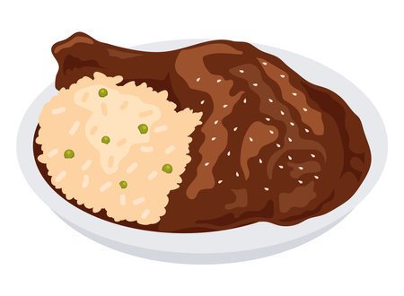 mexican food mole and riceのイラスト素材