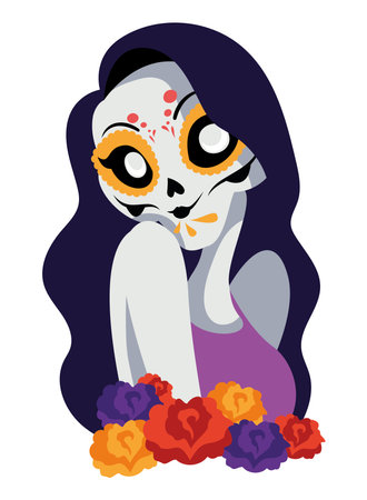 mexican catrina illustrationのイラスト素材