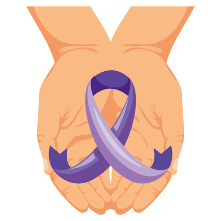 epilepsy ribbon on handsのイラスト素材
