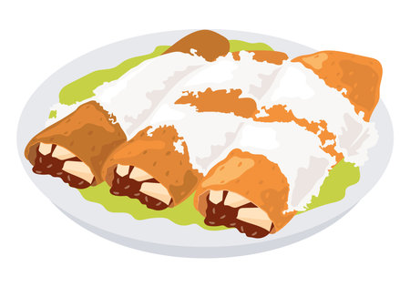 mexican food flautasのイラスト素材