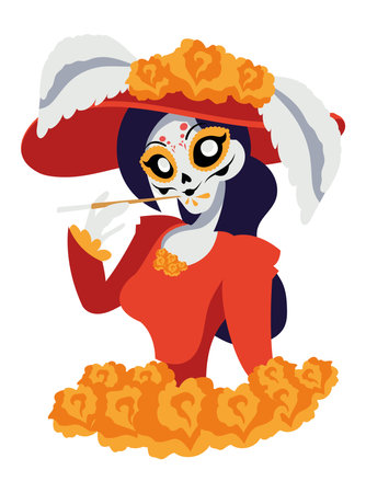catrina with flowersのイラスト素材