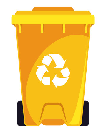 waste bin recycle yellowのイラスト素材