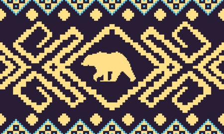 native american pattern of bearのイラスト素材