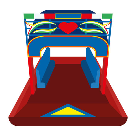 mexico trajineras colored illustrationのイラスト素材