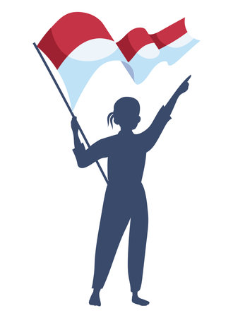 indonesia independence day illustration with woman and flagのイラスト素材
