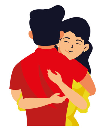 anti depression illustration with a coupleのイラスト素材