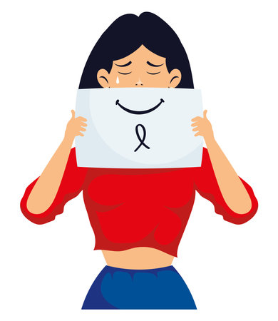 anti depression illustration with a girlのイラスト素材