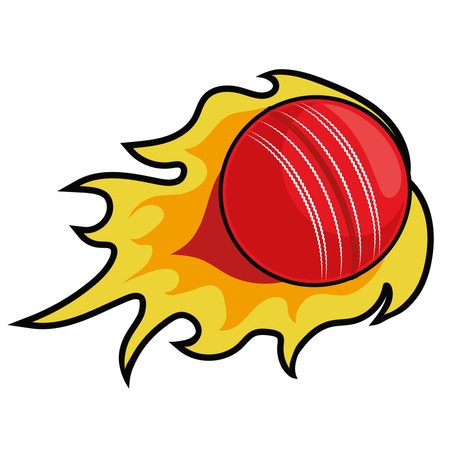 cricket ball on fireのイラスト素材