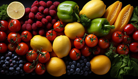 Freshness of organic fruit and vegetable, healthy eating diet generated by artificial intelligenceの素材