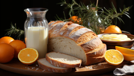 Freshness and healthy eating a gourmet meal of fruit generated by artificial intelligenceの素材